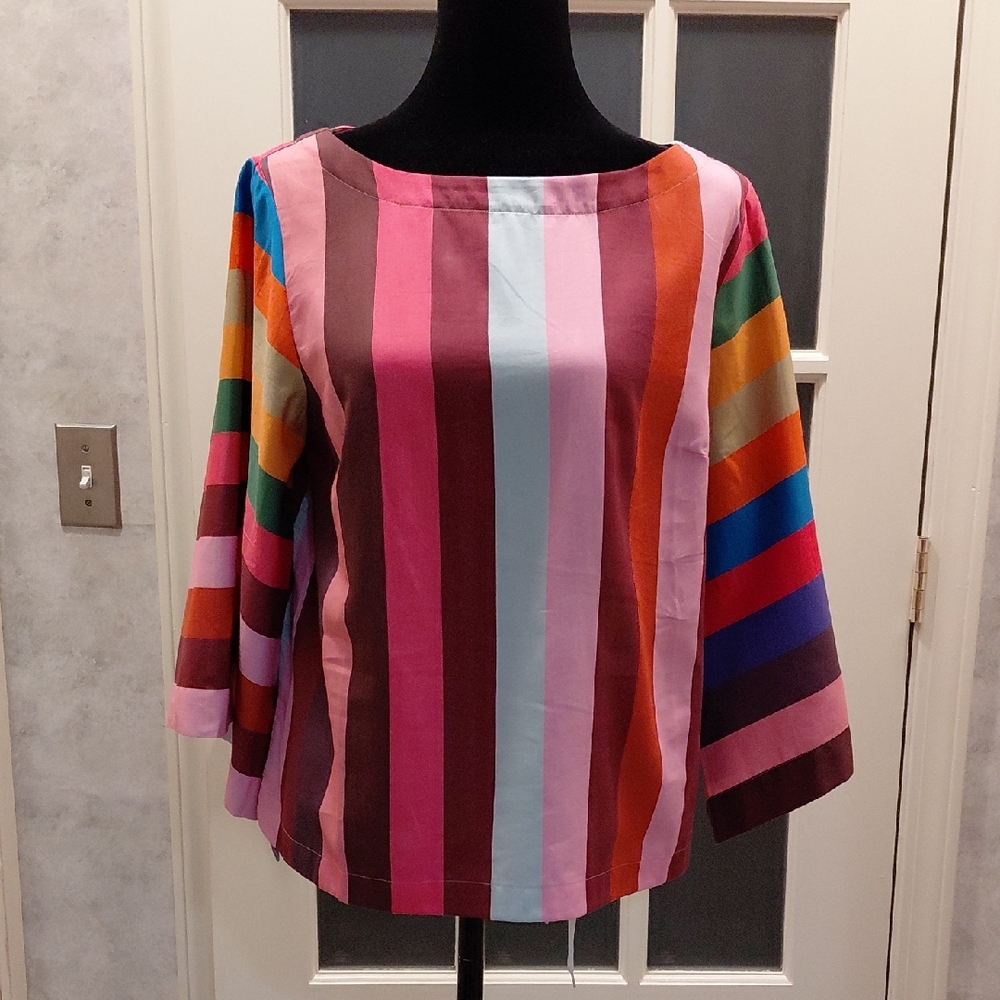 "Anthropologie" Sz.S Geisha Designs (subcompany) Striped Blouse with Bell Sleeve